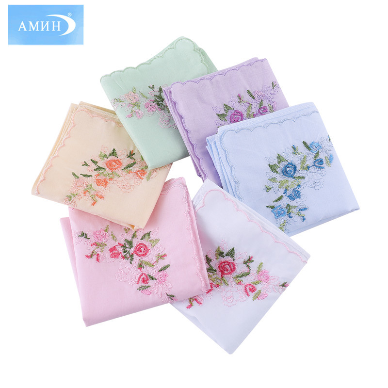 35cm 100% Cotton Handkerchief Women&#039;s High-End Corner Embroidery Handkerchief Hand Towel Square Scarf Pure Cotton Wedding Gifts Customizable