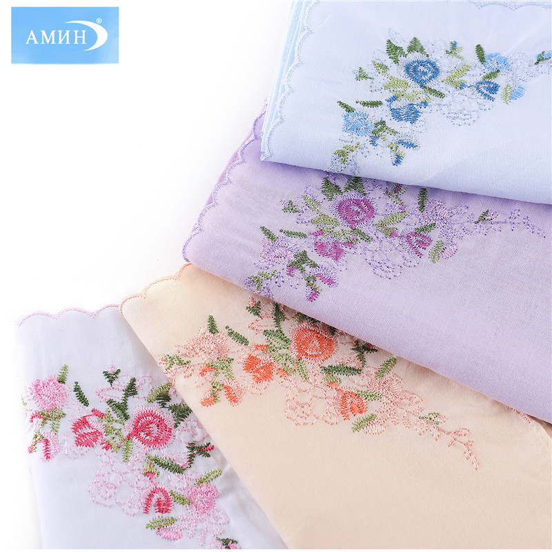 35cm 100% Cotton Handkerchief Women&#039;s High-End Corner Embroidery Handkerchief Hand Towel Square Scarf Pure Cotton Wedding Gifts Customizable