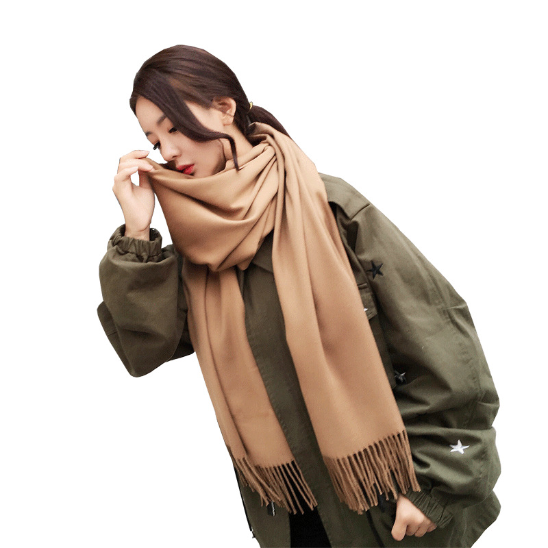 Women&#039;s Scarf Winter Scarf Red Embroidery Custom Cashmere-like Long Double-Sided Shawl Scarf for Students Autumn and Winter