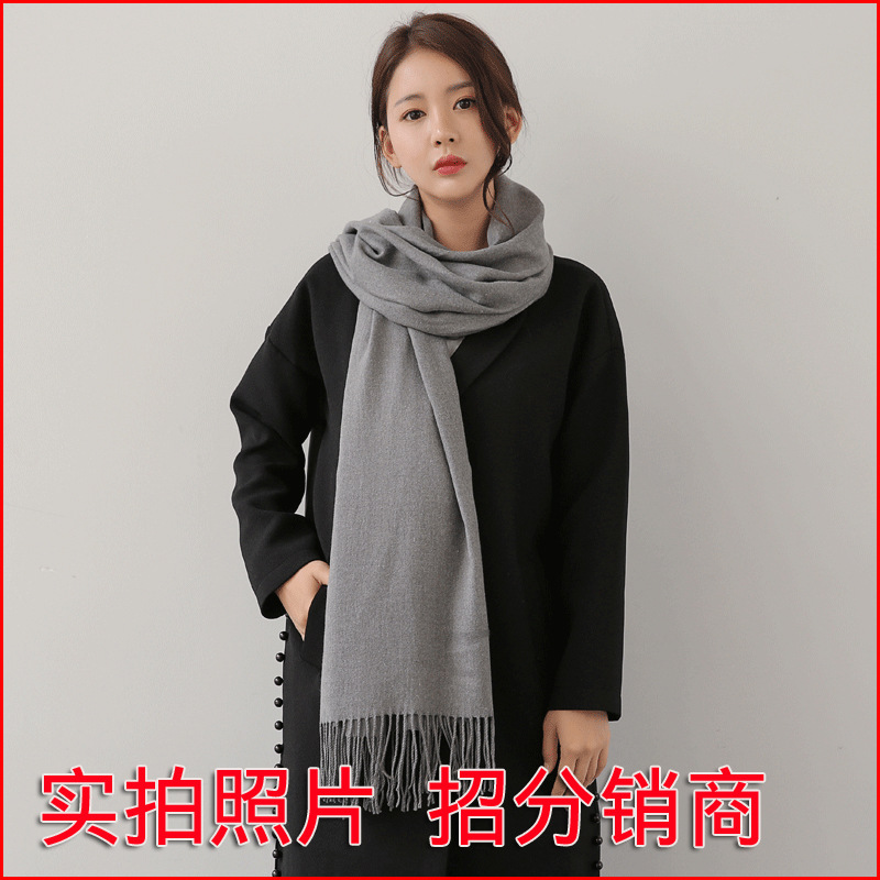 Women&#039;s Scarf Winter Scarf Red Embroidery Custom Cashmere-like Long Double-Sided Shawl Scarf for Students Autumn and Winter