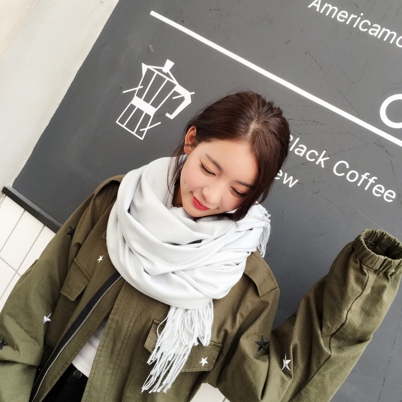 Women&#039;s Scarf Winter Scarf Red Embroidery Custom Cashmere-like Long Double-Sided Shawl Scarf for Students Autumn and Winter