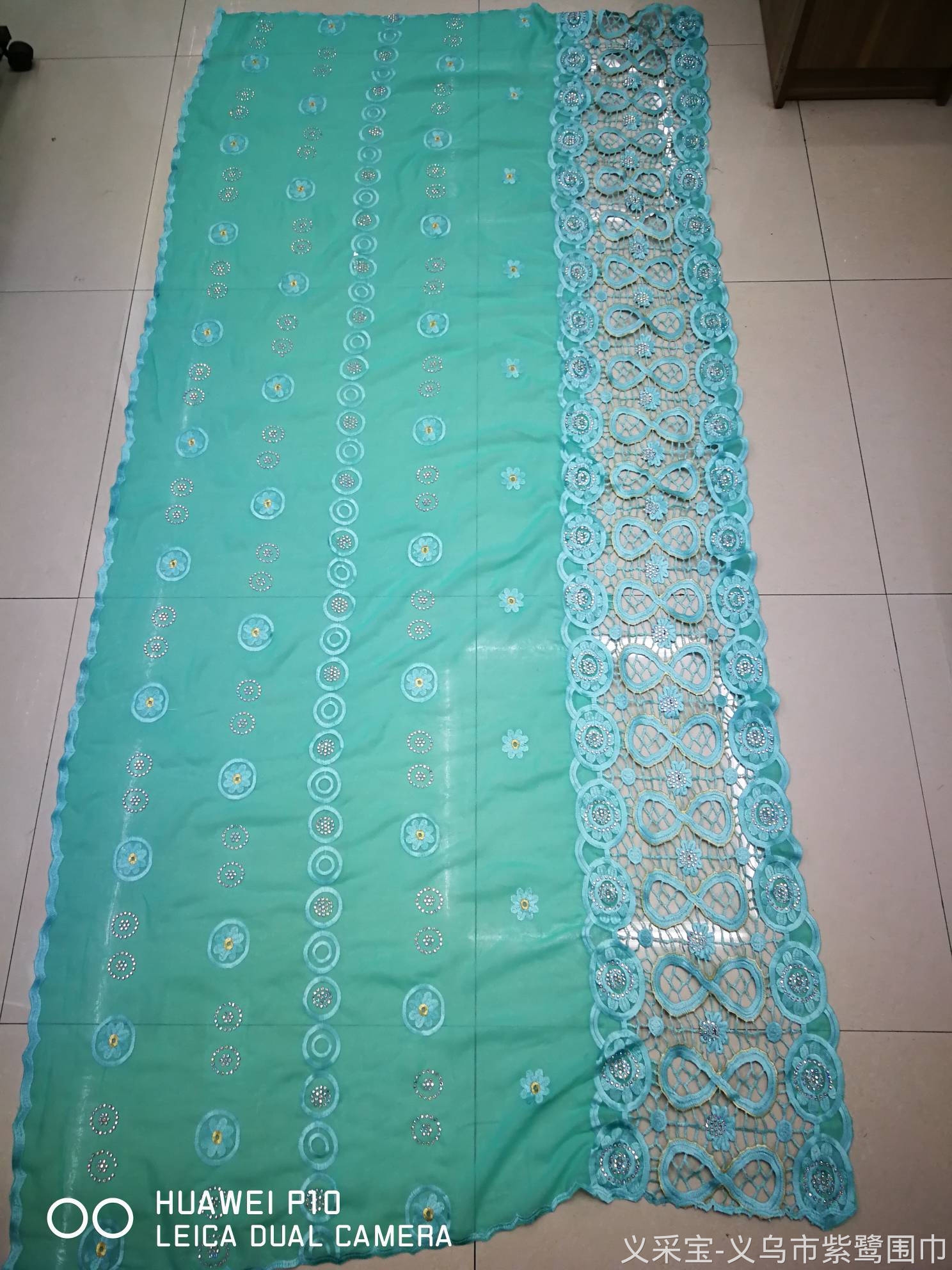 Factory Direct Sales Foreign Trade Embroidery Water Soluble Large Towel Muslim Scarf Hat Headwear Large Robe Size 215*105