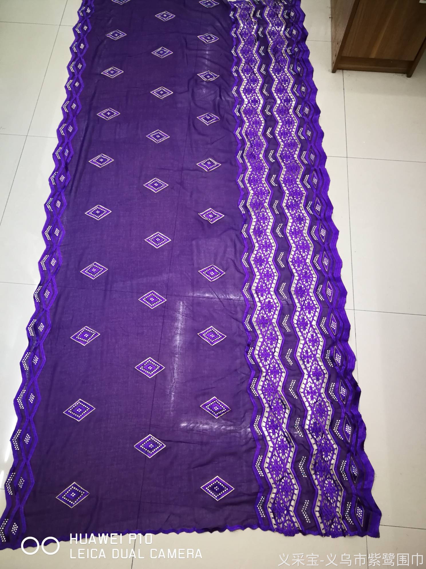 Factory Direct Sales Foreign Trade Embroidery Water Soluble Large Towel Muslim Scarf Hat Headwear Large Robe Size 215*105