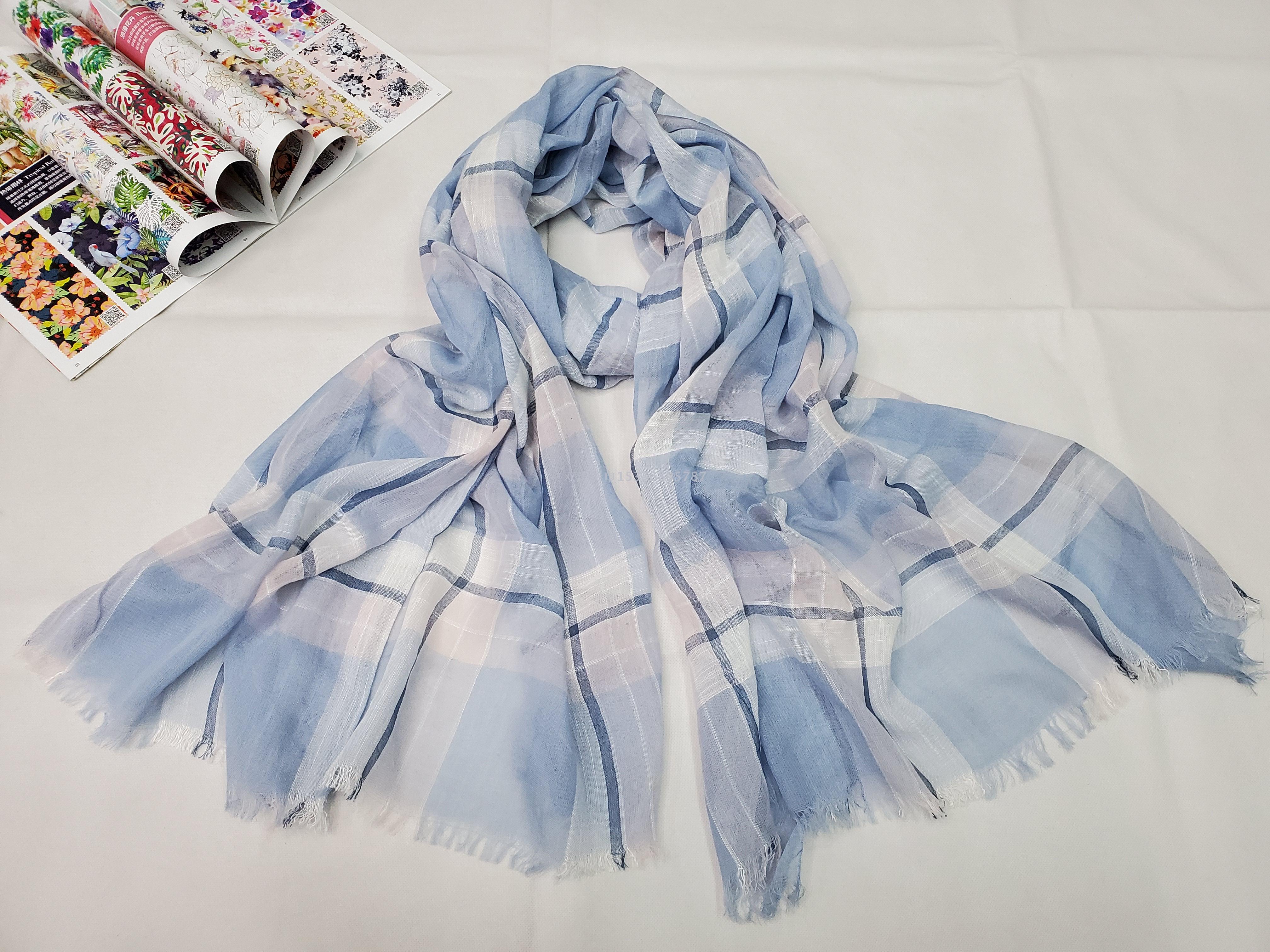 Japanese and Korean women 2020 Spring and Summer Pure pure cotton yarn-dyed plaid scarf Shawl