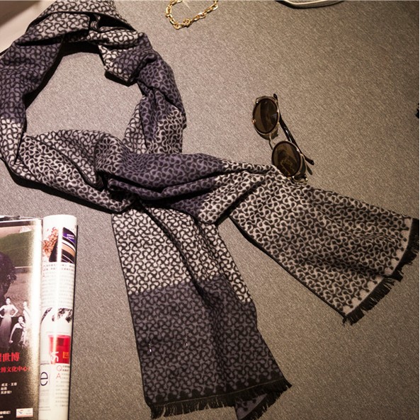Linaxiong peak autumn  men&#039;s yarn-dyed Jacquard silk vintage tassel scarf