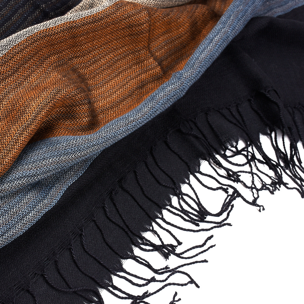 2021 Men&#039;s New Yarn-Dyed Rayon Men&#039;s Scarf Export Striped Double-Sided Tassel Brand Scarf Wholesale