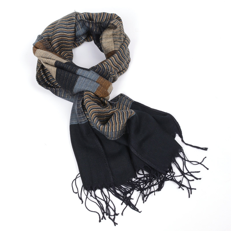 2021 Men&#039;s New Yarn-Dyed Rayon Men&#039;s Scarf Export Striped Double-Sided Tassel Brand Scarf Wholesale