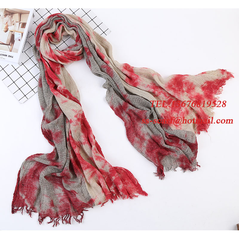 50% Linen/ flax 50% cotton yarn-dyed scarf fashion scarf