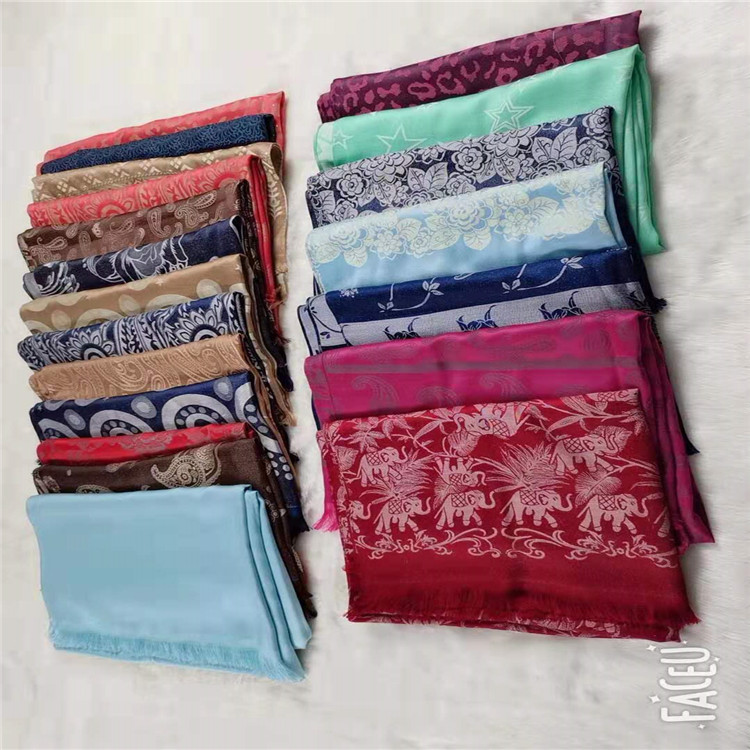 Dujin silk imitation silk scarf short beard scarf yarn-dyed scarf shawl spring and winter shawl versatile scarf