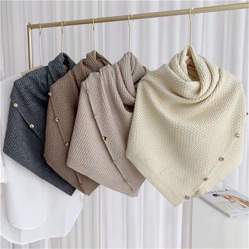 Women&#039;s Autumn and Winter Knitted Wool Shawl Korean Style Variety Cashmere Scarf Cape Pullover Waistcoat Knitting Scarf