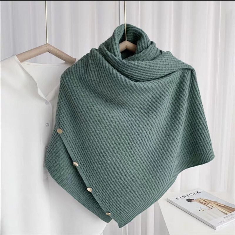 Women&#039;s Autumn and Winter Knitted Wool Shawl Korean Style Variety Cashmere Scarf Cape Pullover Waistcoat Knitting Scarf