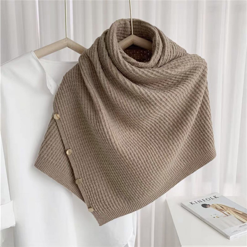 Women&#039;s Autumn and Winter Knitted Wool Shawl Korean Style Variety Cashmere Scarf Cape Pullover Waistcoat Knitting Scarf