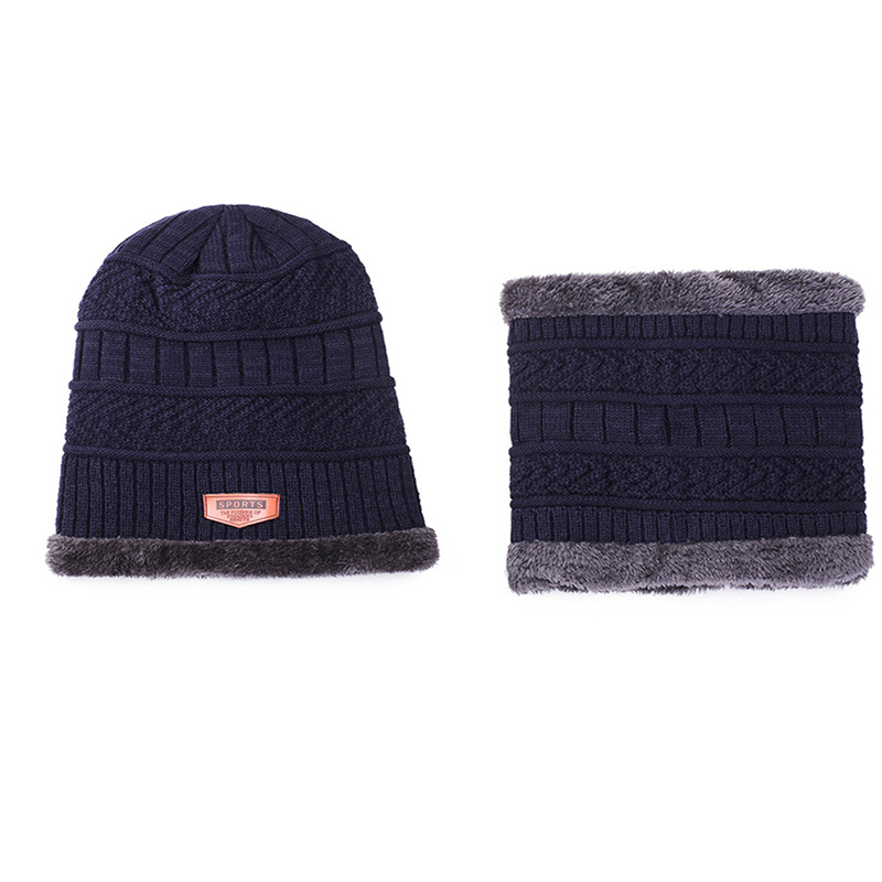 Winter Knitting Hat Men&#039;s Fleece-Lined Warm Scarf Integrated with Hat Thick Wool Cap Female Ear Protection Parent-Child Cold Protection Hat