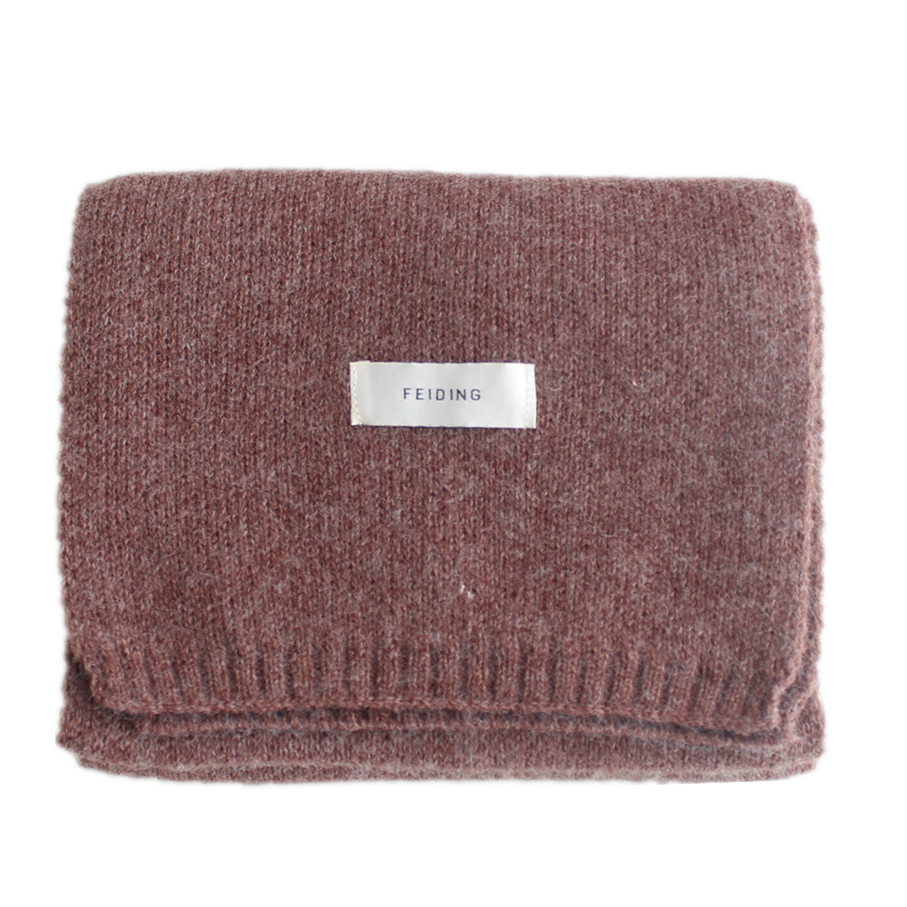 Style Labeling Soft Glutinous Solid Color Knitted Small Scarf Men and Women Couple&#039;s New Wool Scar Knitting Scarff