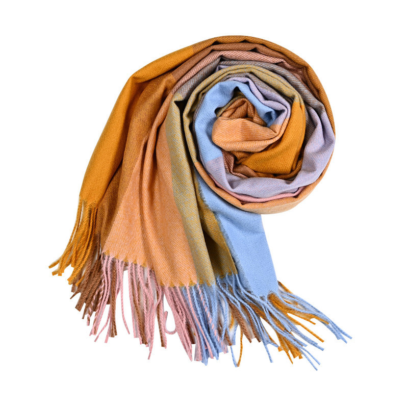 Scarf Autumn and Winter New Elegant Stitching Plaid Warm Thickened Shawl Scarf Women&#039;s Scarf Wholesale Knitting Scarf