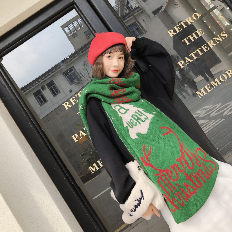 Warm All-Matching Japanese Shawl Couple Men and Women Soft Girl Student Soft Girl Christmas Gift Scarf Knitting Scarf