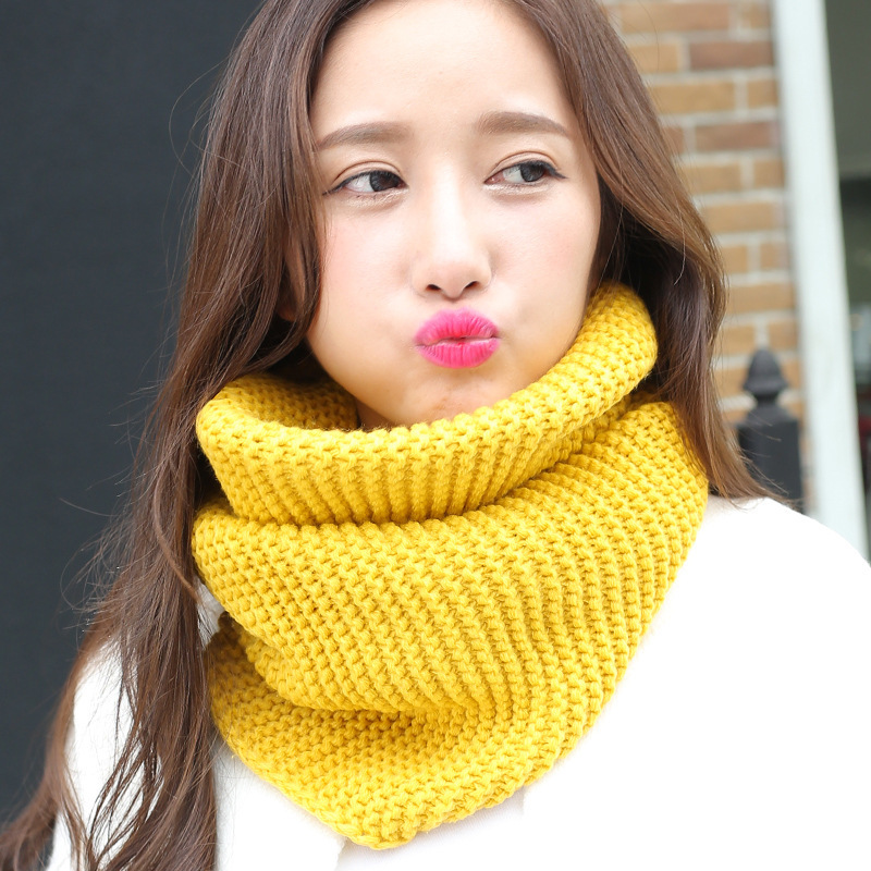  Wool Knitted Scarf Warm Thickened Solid Color Women&#039;s Scarf Winter Manufacturer One Piece Dropshipping Knitting Scarf