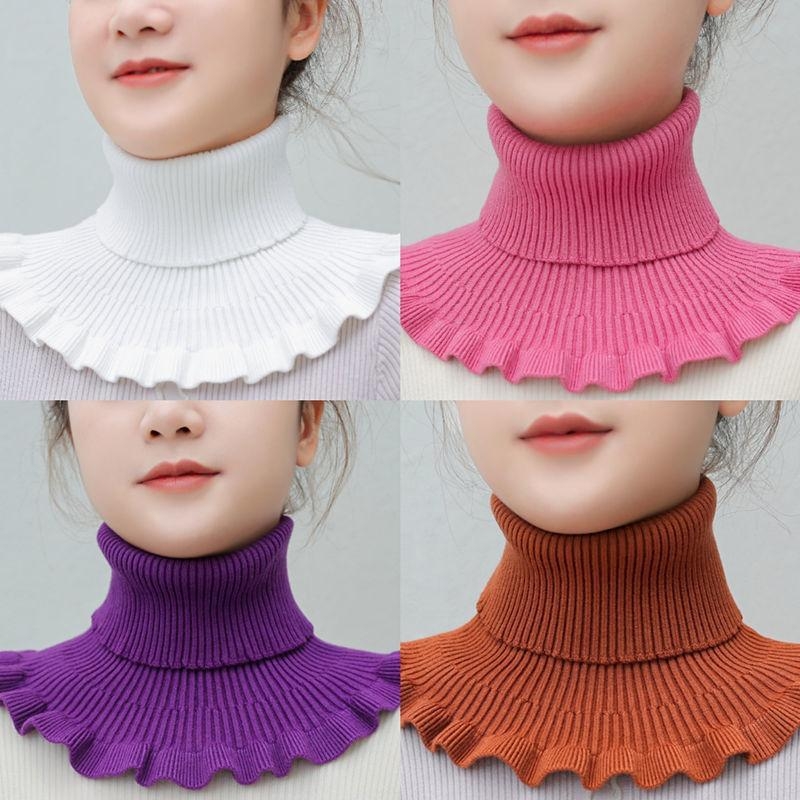 Winter Scarf Women&#039;s Cold-Proof Thermal Knitting Scarf Women&#039;s Korean-Style Pullover Detachable Collar Women&#039;s Wooden Ear Neck Guard Bandana Women