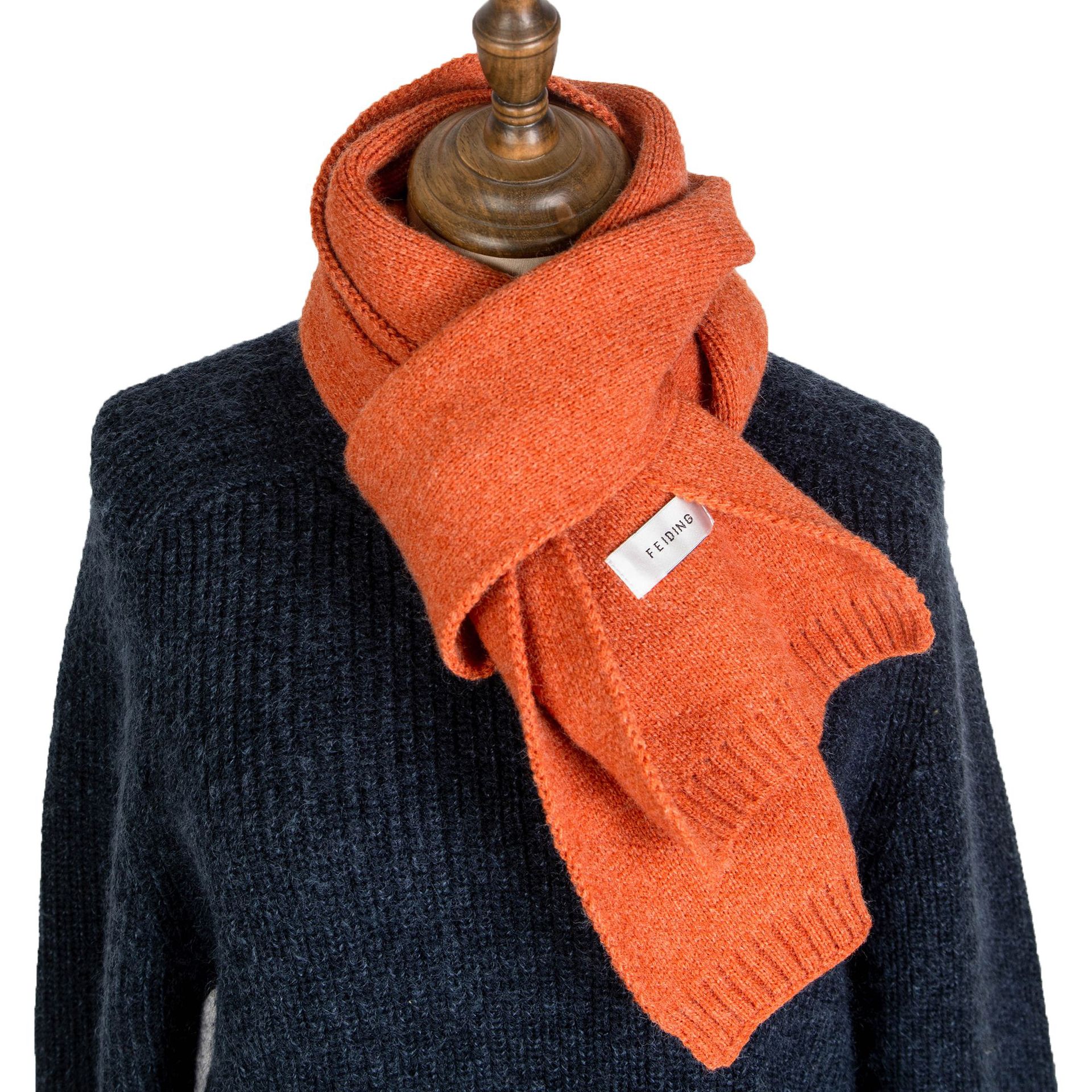 Winter Wool Scarf Korean Style Male and Female Student Couple Acrylic Labeling Knitted Solid Color Scarf Knitting Scarf