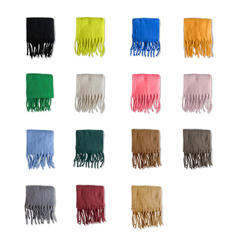 Ac Cashmere-like Solid Color Scarf Women&#039;s Autumn and Winter Za Warm Thick Tassel Scarf Shawl in Stock Knitting Scarf