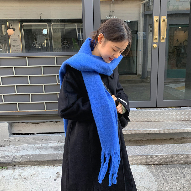 Ac Cashmere-like Solid Color Scarf Women&#039;s Autumn and Winter Za Warm Thick Tassel Scarf Shawl in Stock Knitting Scarf