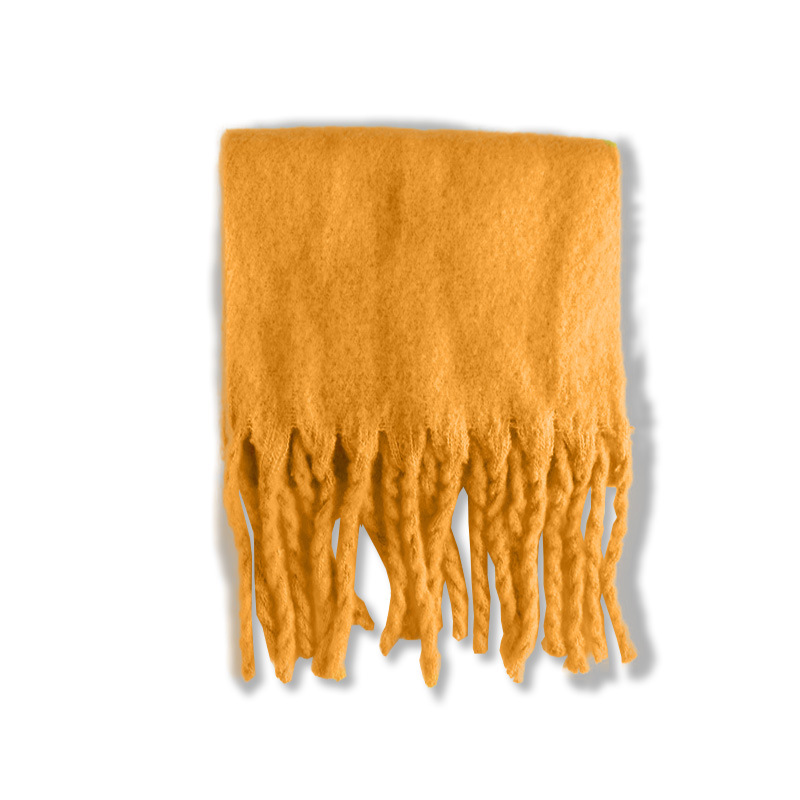 Ac Cashmere-like Solid Color Scarf Women&#039;s Autumn and Winter Za Warm Thick Tassel Scarf Shawl in Stock Knitting Scarf