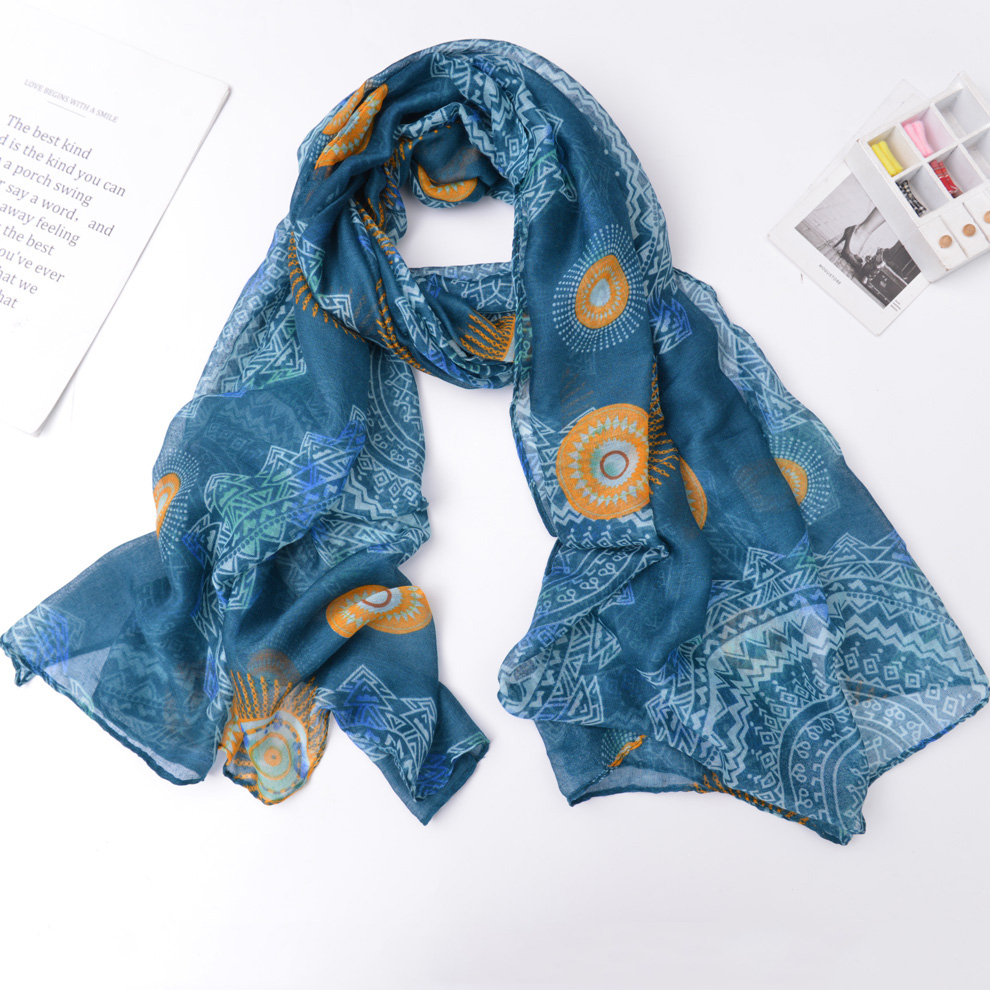 2021 New Voile Mandala Print Spring and Summer Leisure Women Scarf Shawl Bandana Factory Direct Sales Spot
