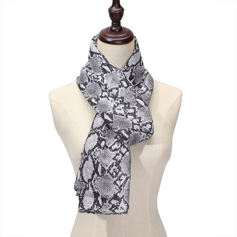 New Snake Print Voile Encryption Scarf Bandana Cross-Border E-Commerce Direct Supply Animal Pattern Scarf Wholesale
