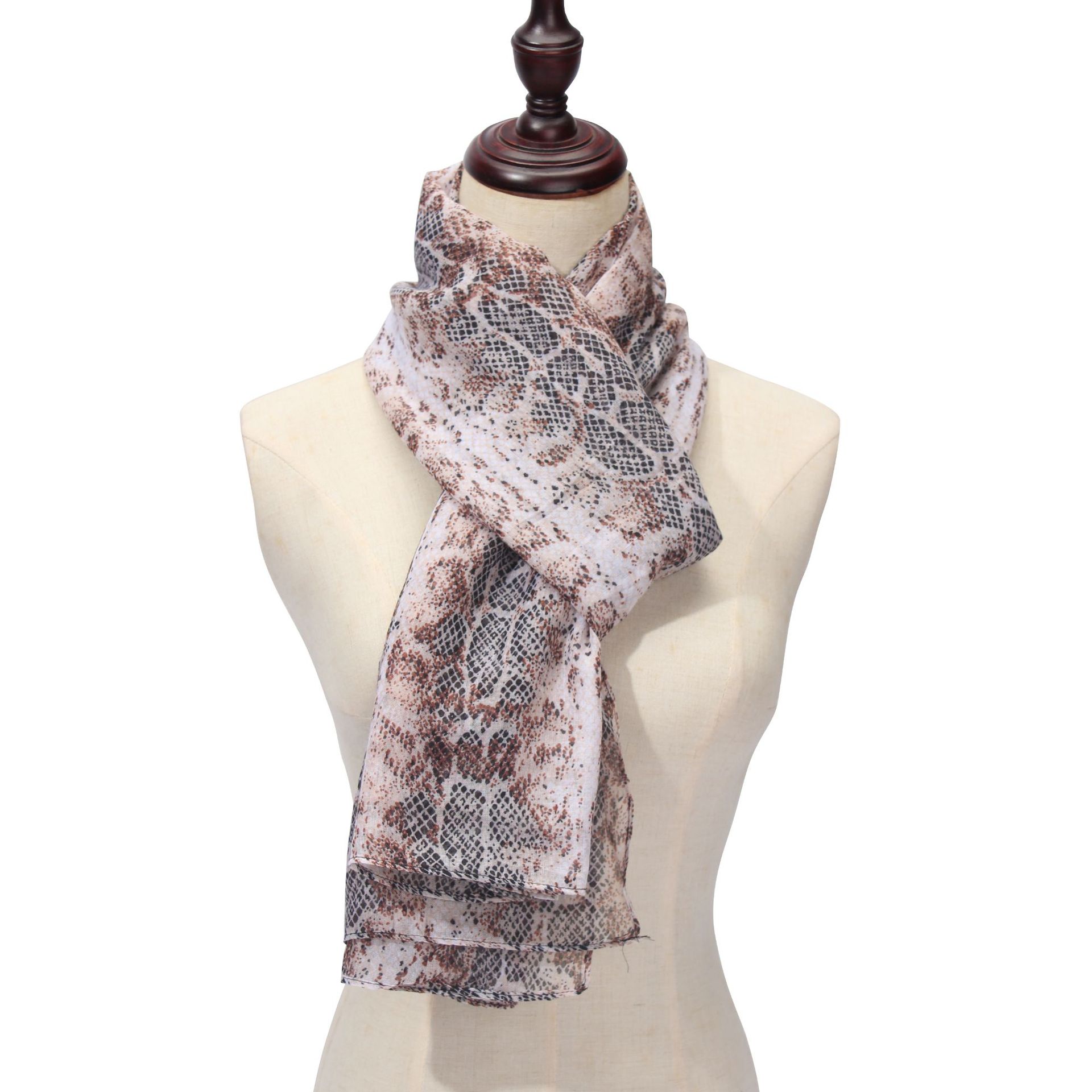 New Snake Print Voile Encryption Scarf Bandana Cross-Border E-Commerce Direct Supply Animal Pattern Scarf Wholesale
