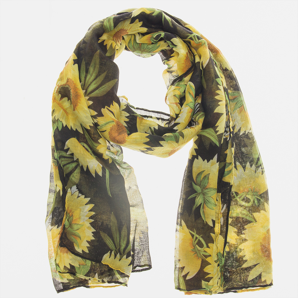 New SUNFLOWER Sunflower Print Voile Scarf Warm Women Scarf Foreign Trade Wholesale