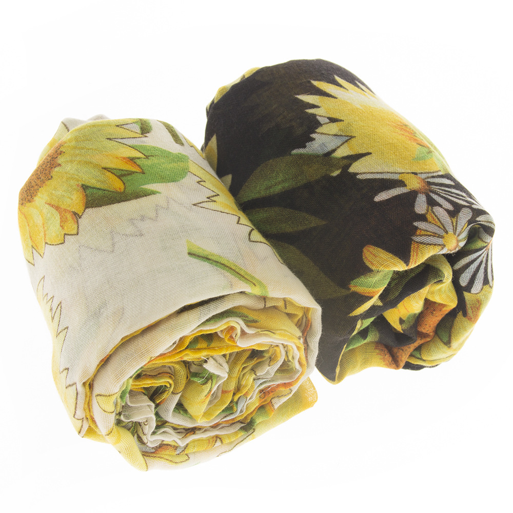 New SUNFLOWER Sunflower Print Voile Scarf Warm Women Scarf Foreign Trade Wholesale