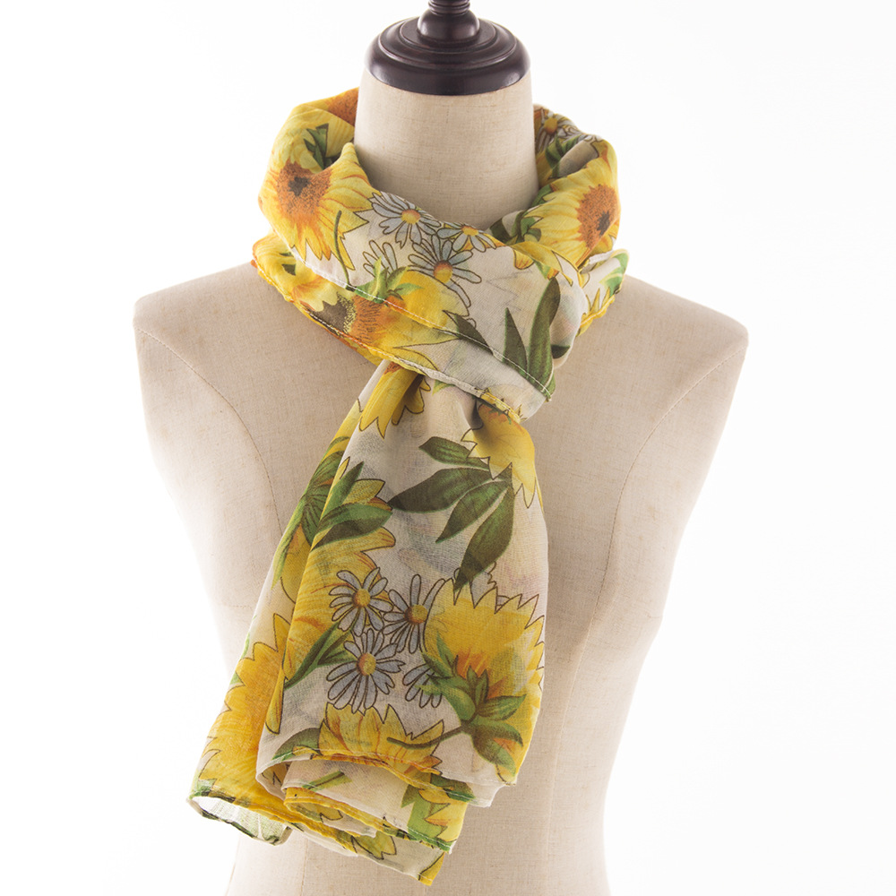 New SUNFLOWER Sunflower Print Voile Scarf Warm Women Scarf Foreign Trade Wholesale