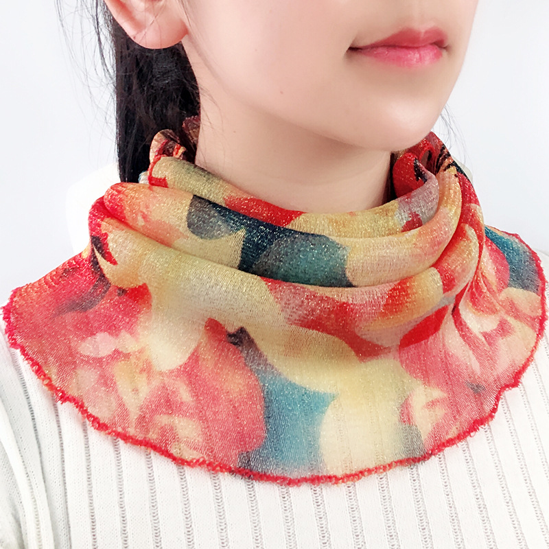Veil Scarf Women&#039;s Thin Scarf Summer Scarf Scarf Small Neck Neck Neck Protection UV-Proof Scarf Voile Scarf