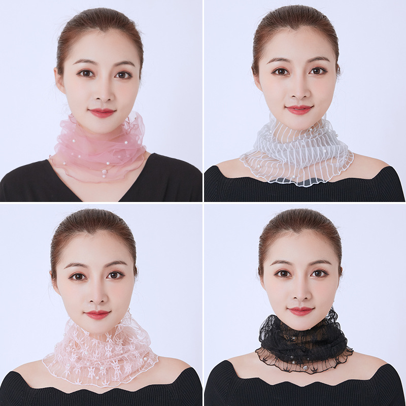 Veil Silk Scarf Lace Women&#039;s Spring and Autumn Thin Neck Protection Thin Neck Cover Tie Hair All-Match Mask Voile Scarf