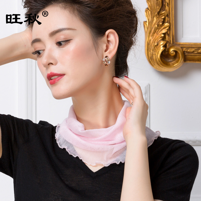 Silk Scarf Women&#039;s Pullover Thin Sunscreen Face Care Breathable Veil Mulberry Silk Small Silk Scarf 1008 Voile Scarf
