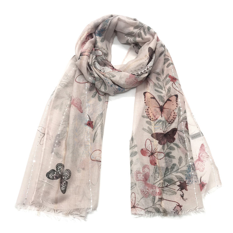 Cross-Border Summer Sunscreen New Voile Long Scarf Antique Literary Lady Printed Scarf Wholesale