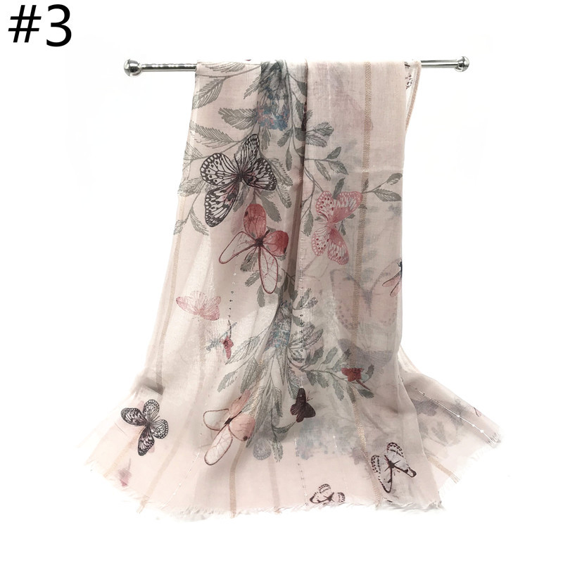 Cross-Border Summer Sunscreen New Voile Long Scarf Antique Literary Lady Printed Scarf Wholesale