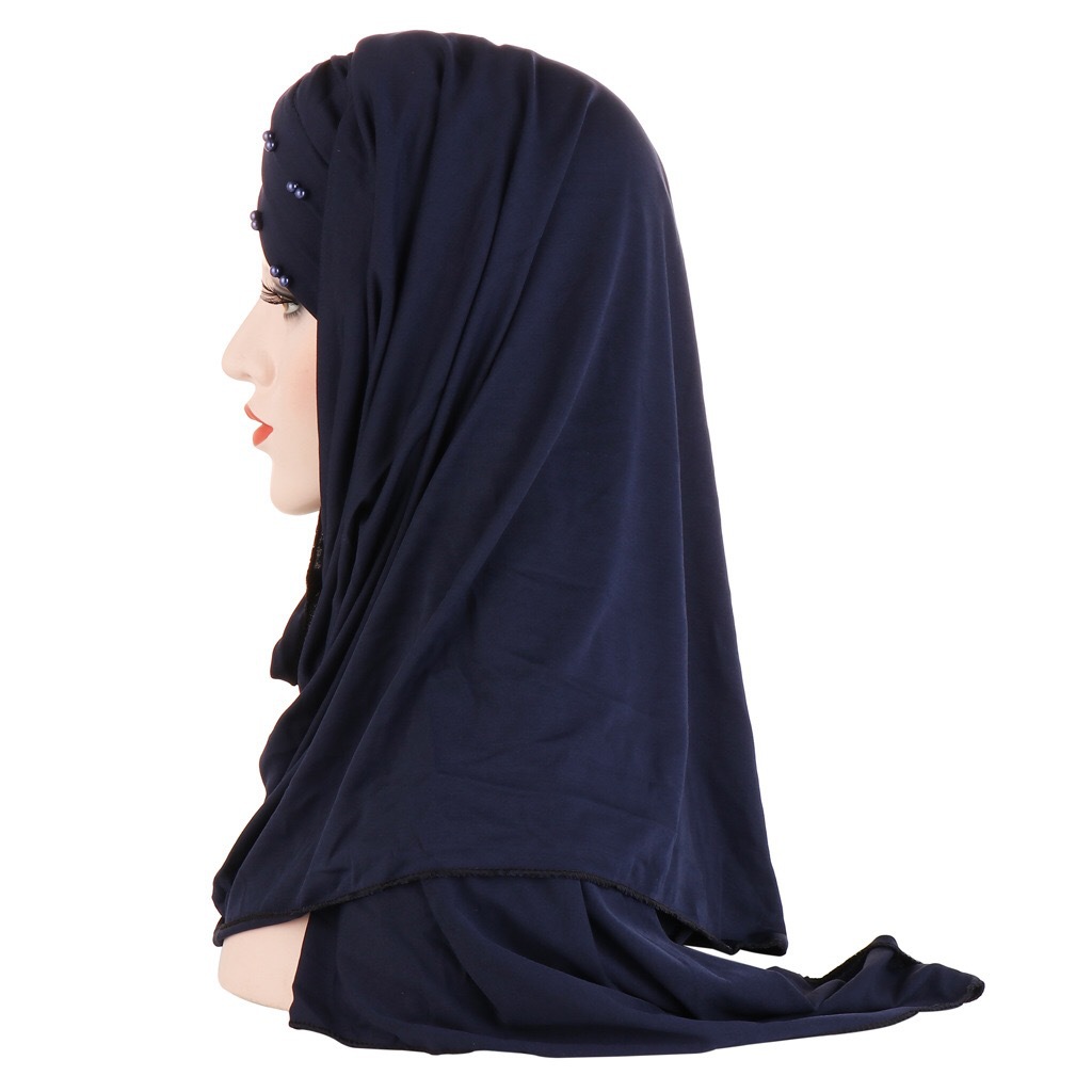 Foreign Trade Milk Silk Beaded Scarf Hat Two-Piece Set Malaysian Muslim Lady Fashion Patch Cap