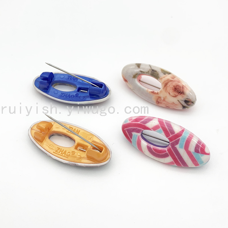 Ruiyi Supply Muslim Boxed Scarf Buckle 38mm Printed Oval Scarf Buckle
