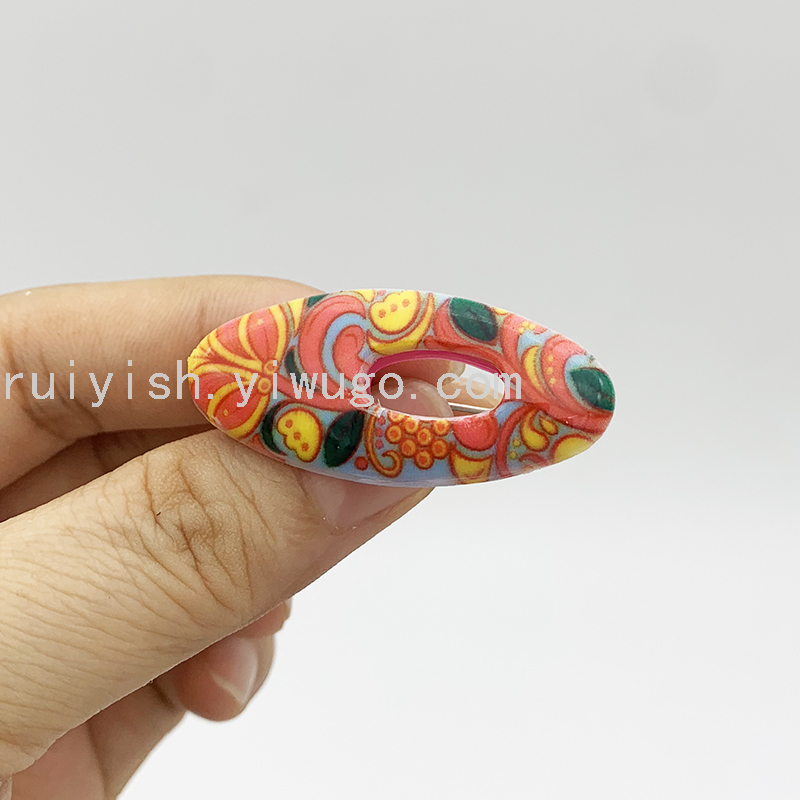 Ruiyi Supply Muslim Boxed Scarf Buckle 38mm Printed Oval Scarf Buckle