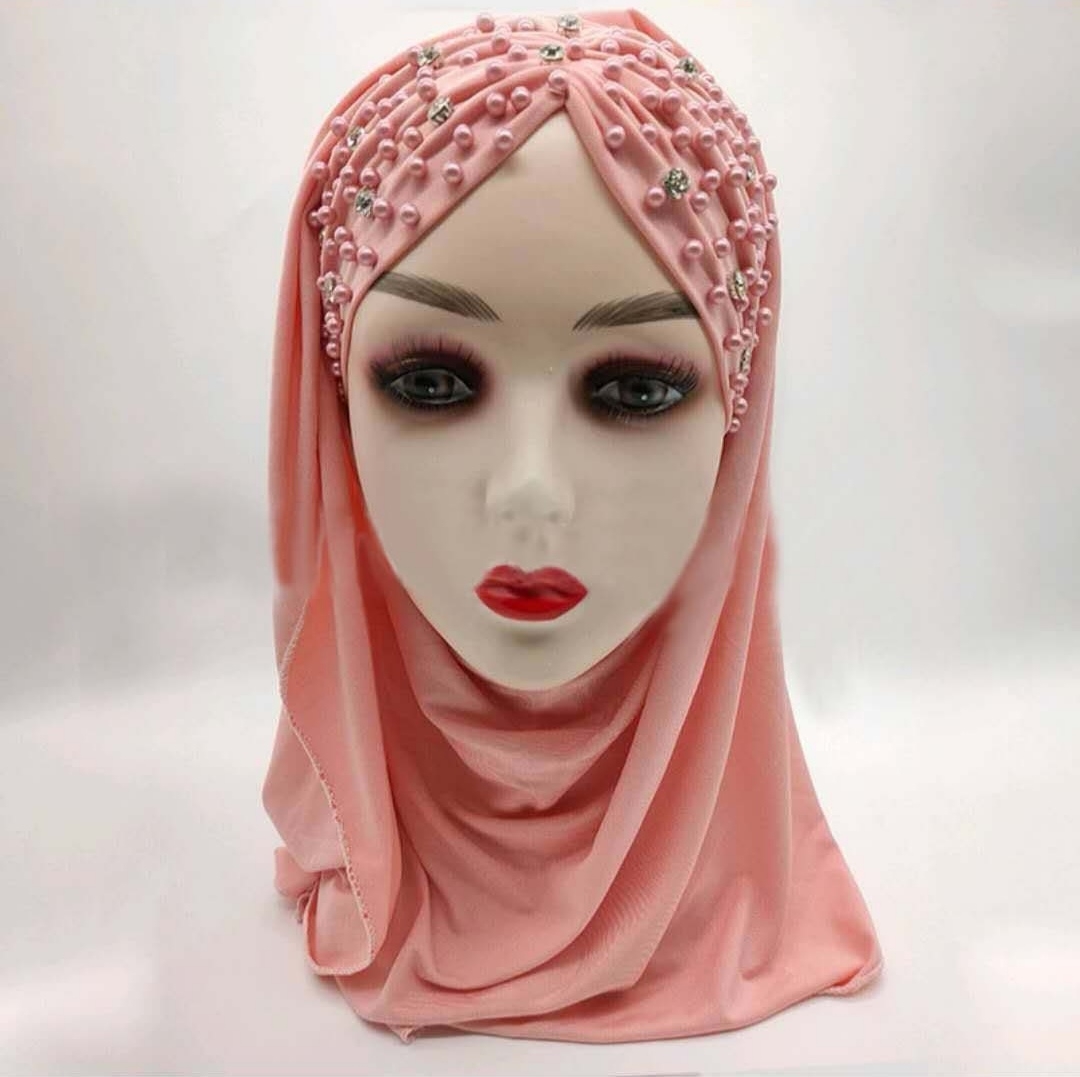 Foreign Trade Milk Silk Monochrome Scarf Hat Two-Piece Set Malaysian Muslim Lady Fashion Headscarf Veil