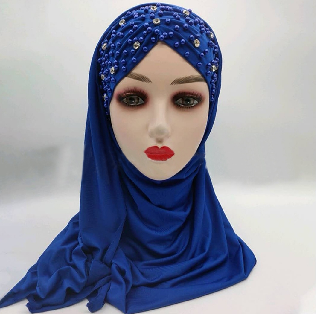 Foreign Trade Milk Silk Monochrome Scarf Hat Two-Piece Set Malaysian Muslim Lady Fashion Headscarf Veil