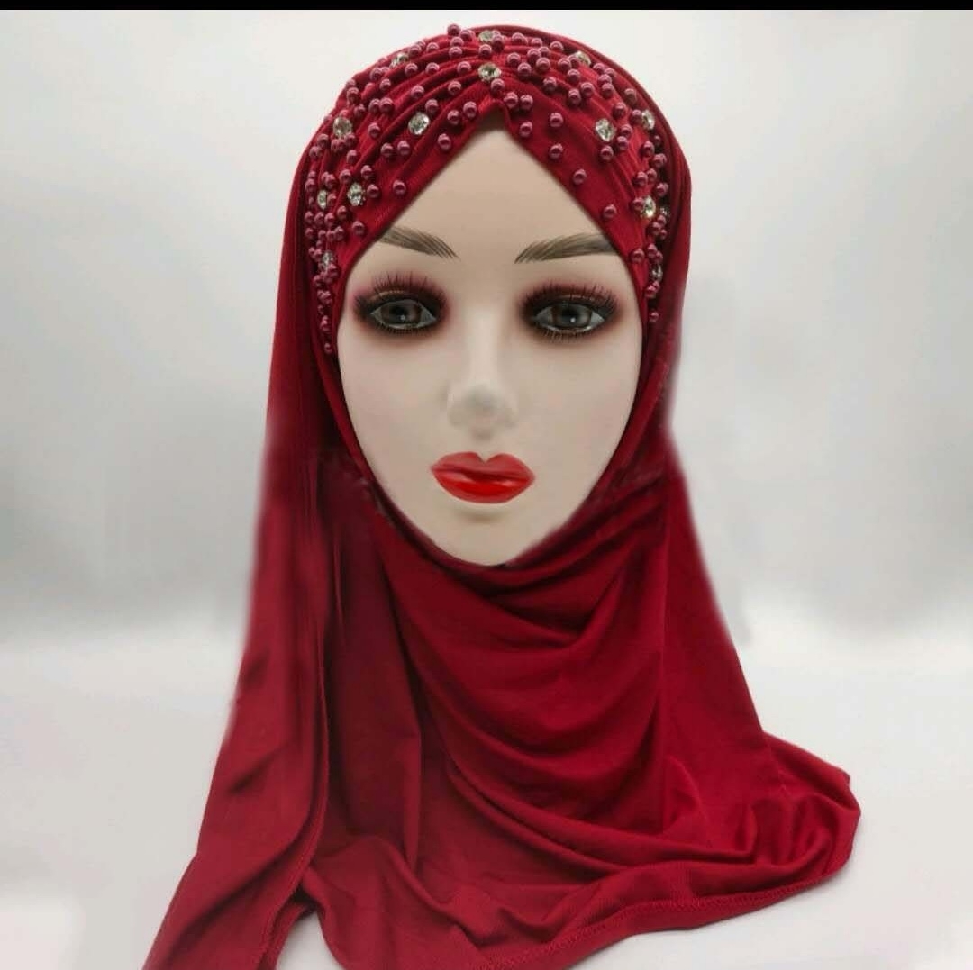 Foreign Trade Milk Silk Monochrome Scarf Hat Two-Piece Set Malaysian Muslim Lady Fashion Headscarf Veil