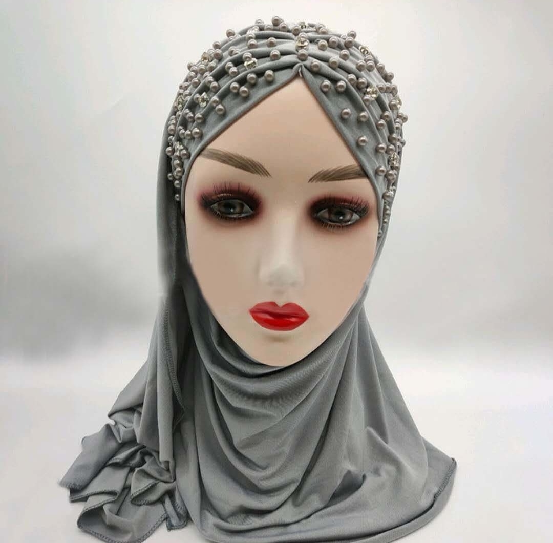 Foreign Trade Milk Silk Monochrome Scarf Hat Two-Piece Set Malaysian Muslim Lady Fashion Headscarf Veil