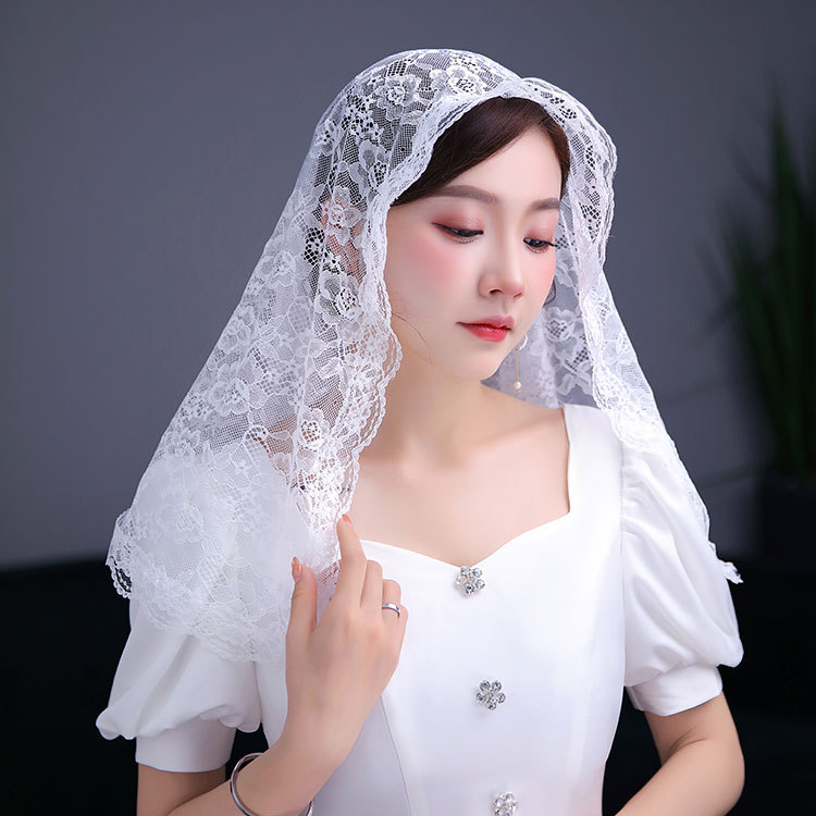 Amazon EBay Bridal Lace Scarf Muslim Headdress Veil Short Yarn Shawl Single Layer Veil