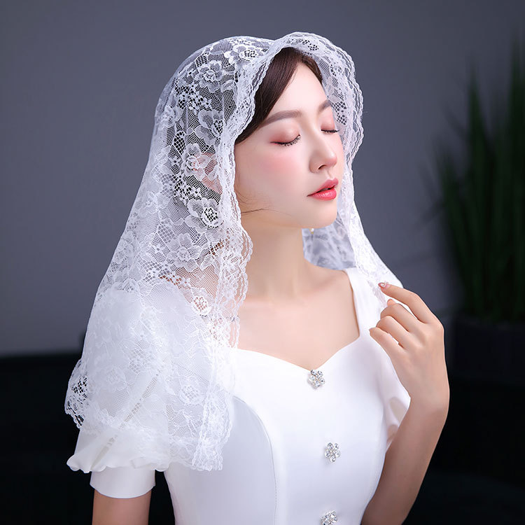 Amazon EBay Bridal Lace Scarf Muslim Headdress Veil Short Yarn Shawl Single Layer Veil