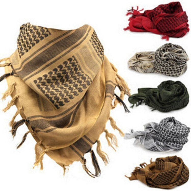 Arabic Square Scarf Muslim Bib Shawl Outdoor Military Fans Tactical Scarf Windproof and Sandproof Bandana Muslim Scarf