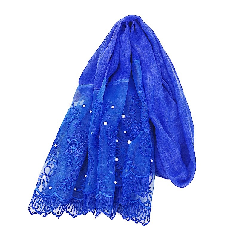 Lace Lace Flower Cotton and Linen Scarf Women&#039;s Sunscreen Shawl Beach Towel AliExpress Muslim Kerchief Muslim Scarf