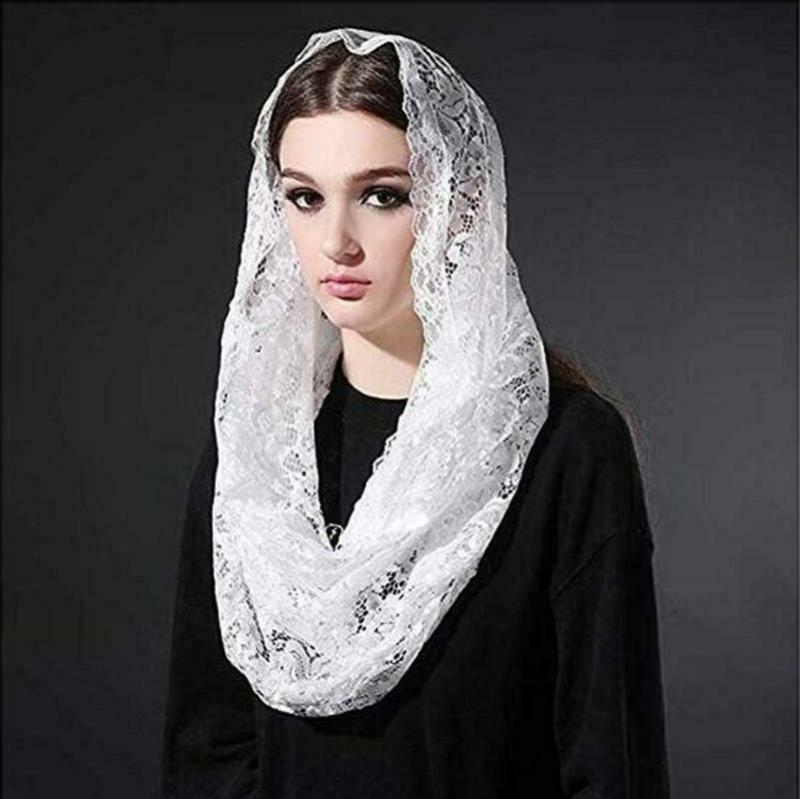 Muslim Catholic Lace Veil Christian Returnee Veil Scarf Sari Black White Bridal Veil