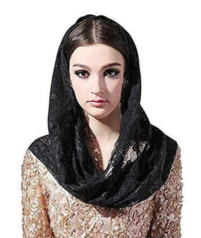 Muslim Catholic Lace Veil Christian Returnee Veil Scarf Sari Black White Bridal Veil